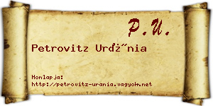 Petrovitz Uránia névjegykártya